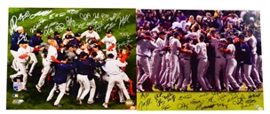 Lot of (2) Different 2007 Boston Red Sox Team Signed World Series Celebration 16x20 Photos